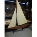 ' Jane ', 10 Rater class, large wooden model pond yacht with integral keel, detachable wooden mast,