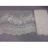 Flounce of Victorian Brussels lace appliqué,