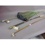 Brass mounted and leather riding crop,