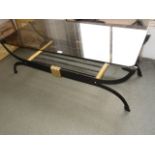 20th Century black and gilt metal rectangular glass top coffee table