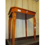 Reproduction Italian marquetry inlaid occasional table / music box together with an etched glass