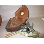 19th Century mahogany cased brass sextant by W.C.