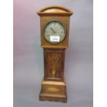 Edwardian rosewood boxwood marquetry inlaid miniature longcase clock,