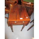 19th Century mahogany and crossbanded rectangular drop-leaf work table,