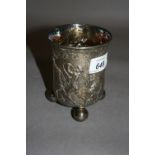 Continental silver beaker decorated with classical figures, bearing import marks, makers mark B.M.