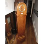 1920's Walnut cased Grandmother clock having silvered dial with Roman numerals and three train