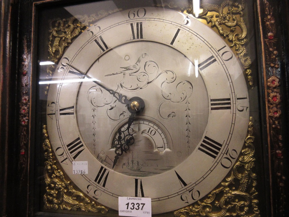 Black chinoiserie lacquer longcase clock, - Image 5 of 5