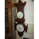 Late Victorian oak clock / barometer by Joseph Davis and Co.