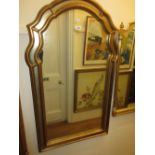 Good quality reproduction gilt framed wall mirror with shaped surmount