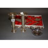 Pair of Birmingham silver bud vases,