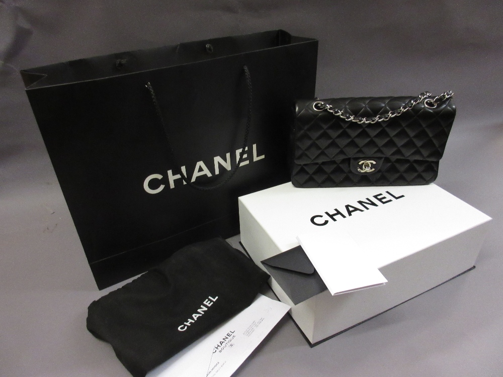 Ladies Chanel Uni black quilted handbag with original guarantee card, dust cover, - Image 2 of 7