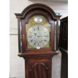 George III mahogany longcase clock, the arched hood above an arched door,