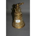 Small gilt brass bell on a gimbal bracket,