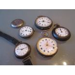 Three Continental silver cased fob watches,