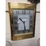 Large Jaeger LeCoultre Reverso Collection gilt metal cased wall clock with silvered dial and Arabic
