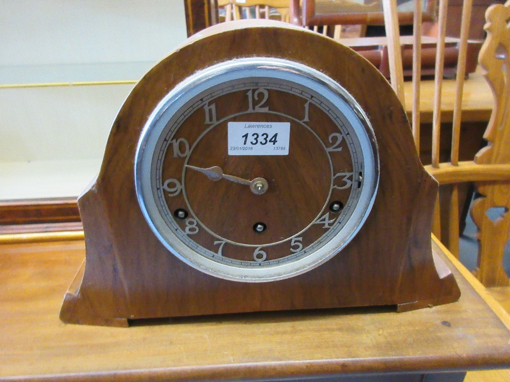 Oak cased three train mantel clock circa 1930