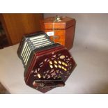 Lachenal Anglo twenty one button five fold bellows concertina in original fitted mahogany box, No.