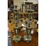 Pair of good quality 19th Century French ormolu and porcelain mounted five light candelabra