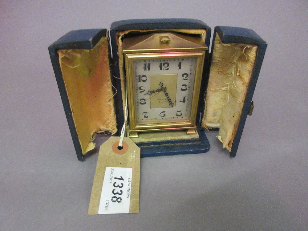 Small gilt brass cased travelling clock by Zenith, circa 1930,