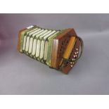 German Anglo System twenty one button six fold bellows concertina (a/f)