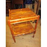 Reproduction yew wood square lamp table with undertier,