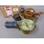 World War II mark III black Japanned compass in leather case,