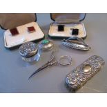 Two cased pairs of silver cufflinks,