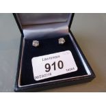 Pair of 18ct white gold screw back diamond earrings, approximately 2.