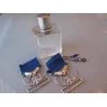 Silver mounted glass perfume bottle,