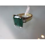 18ct White gold square treated emerald and diamond cluster ring