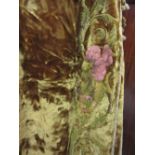 Pair of good quality crushed silk velvet full length curtains decorated with cherubs within