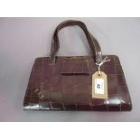 Ladies simulated crocodile skin evening bag monogrammed E.S.T.