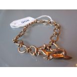 9ct Gold bracelet set with a dolphin charm
