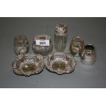 Two silver mounted glass dressing table bottles,