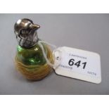 Small clear green glass egg shaped perfume bottle,