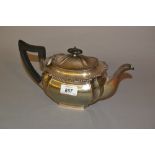 Sheffield silver teapot of oval fluted design with shaped handle