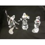 Group of three Swarovski Limited Edition Masquerade figures, 1999 Pierrot, 2000 Columbine,