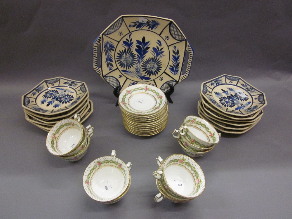 Quantity of Quimper blue and white pottery plates etc., together with a quantity of T. Goode and Co.