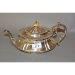 Birmingham silver teapot of squat oval design