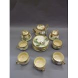 Late 19th or early 20th Century Satsuma five place setting tea service decorated with ducks and