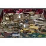 Quantity of mother of pearl handled fruit knives and a small quantity of other plated flatware