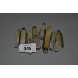 Collection of nine various mother of pearl mounted pocket knives,