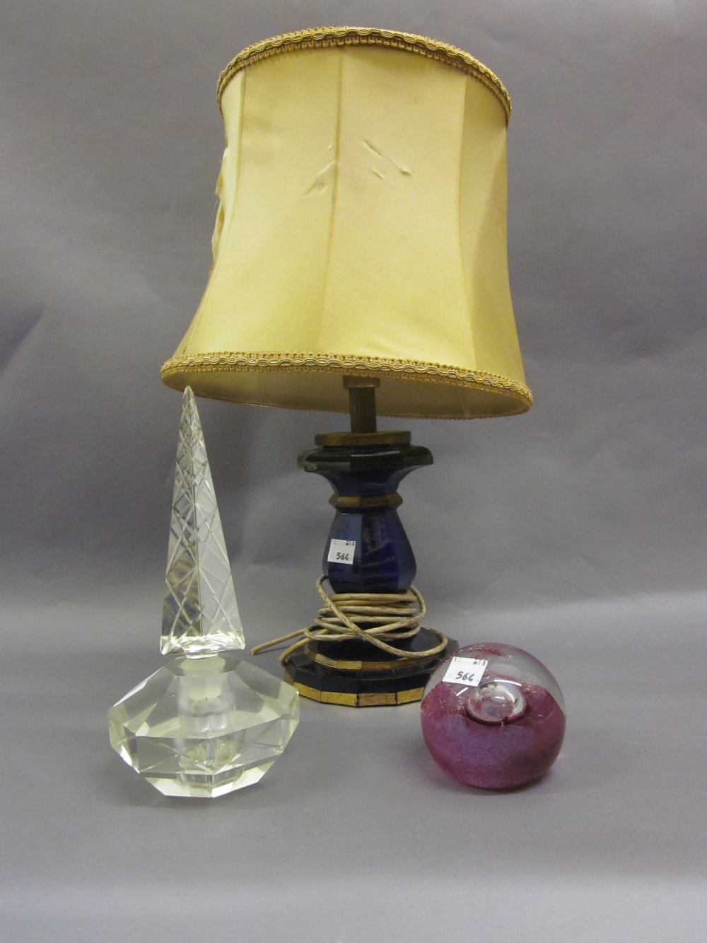 Cut glass perfume bottle with prismatic stopper,