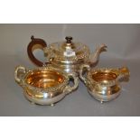 Good quality 19th Century three piece circular plated tea service with floral cast rims