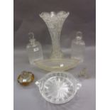 Pair of George III Waterford type cut glass decanters with associated stoppers,