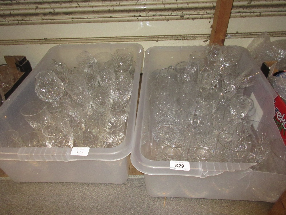 Three boxes containing a quantity of miscellaneous good quality cut glass drinking glasses - Image 2 of 3