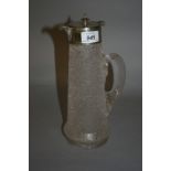 Frosted glass claret jug with silver plated mounts