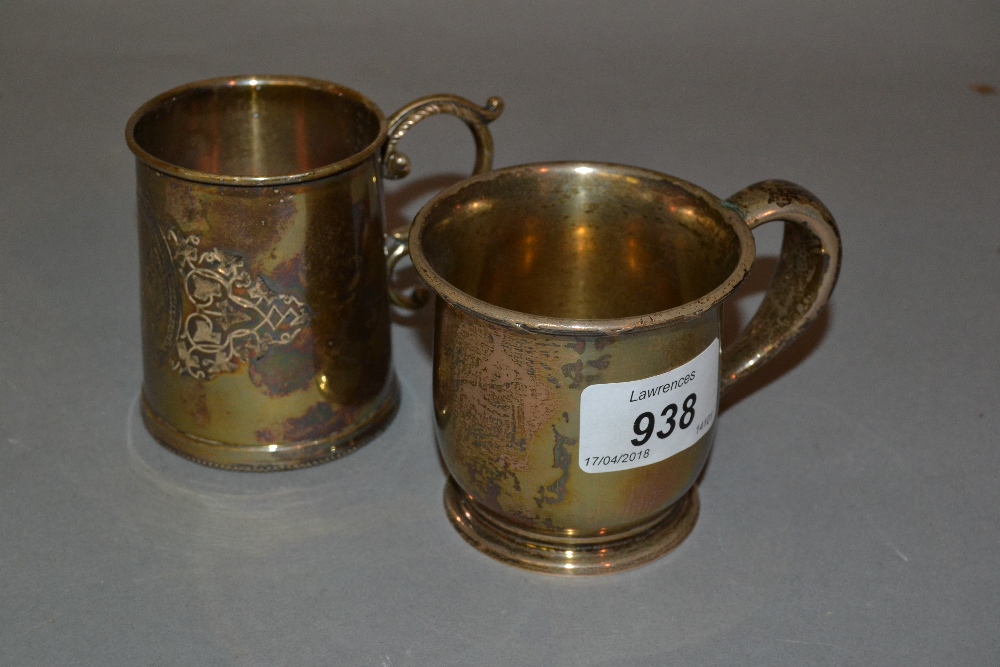 Sterling silver Christening cup together with a similar mug