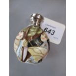 Unusual porcelain perfume bottle in oriental style decorated with figures,