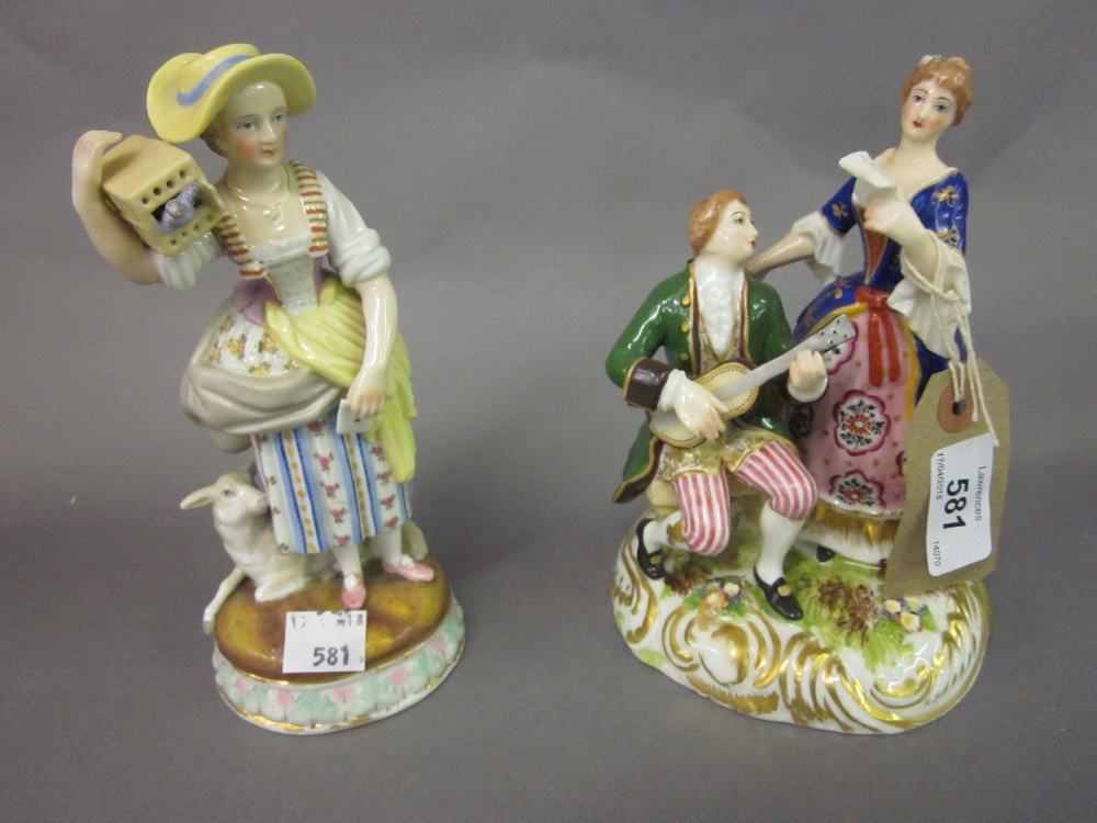 Samson Derby figural group together with another Continental porcelain figure